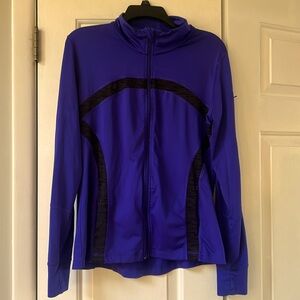 TEK Gear long sleeve zipper front workout shirt, size, large, purple, and black